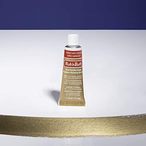 Rub n Buff Wax Metallic Finish - Rub n Buff Grecian Gold 15ml Tube - Versatile Gilding Wax for Finishing Furniture Antiquing and Restoration - Rub and Buff Colors Single Tube