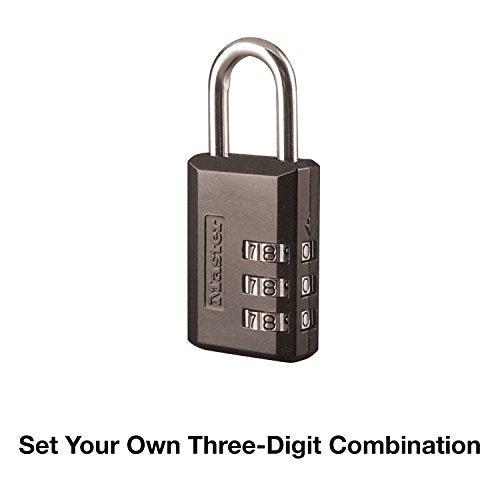 Black Combination Padlock, Indoor Gym Locker Lock with Customizable 3-digit Code for Luggage, Backpacks, Cabinets, 647D