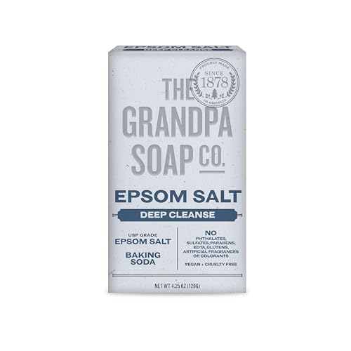 Epsom Salt Bar Soap by The Soap Company | Natural Face & Body Soap | Epsom Salt + Baking Soda | Deep Cleanse | Paraben Free Bar Soap | Unisex | 4.25 Oz.