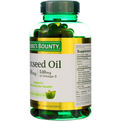 Nature&#39;s Bounty Flaxseed Oil 1200 mg, Rapid Release Softgels, Natural, White, 125 Count, Pack of 2