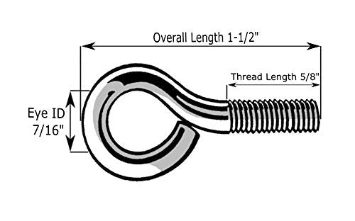 014973454289 Eye Bolts, 3/16 x 1-1/2-Inch, 25-Piece