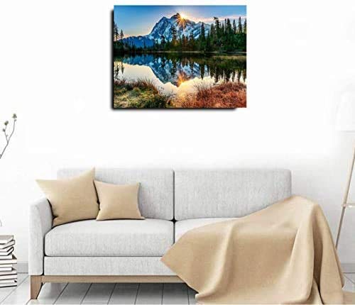 Paint by Numbers Kit for Adults Beginner Kids, Peaceful Mountain Lake Pattern Pre Pattern Acrylic on Canvas Painting DIY Paintwork Drawing Art - Home Wall Decor Birthday Choice -16x20 inches[No Frame]111