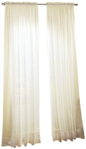 Erica Crushed Sheer Voile Rod Pocket Curtain Panel, 51 x 84, Eggshell Off-White