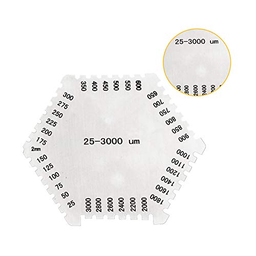 Wet Film Comb 25-3000um Wet Film Thickness Gauge High Precision Hexagon with Storage Case