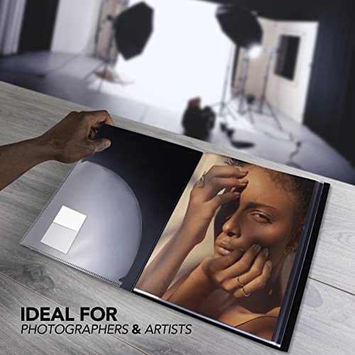 PROFOLIO 14x17 Acid-Neutral Art Portfolio with Customizable Cover, Black, 24 Two-Sided Clear Sleeves