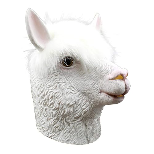 Animal Mask Costume Novelty Halloween Costume Party Latex Animal Head Mask Alpaca Mask White (llama)