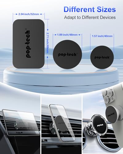 Metal Plate for Phone Magnet, 10 Pack Replacement Magnet Disc Magic Mount Plate with Adhesive Backing for Magnetic Car Holder Cradle Stand (Dashboard/Vent/CD Slot/Windshield)- Rectangle & Round Black