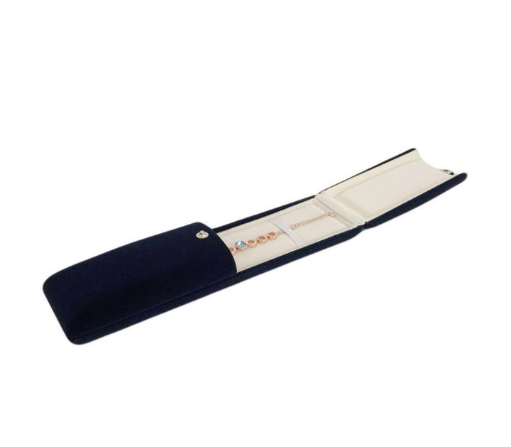 Premium Grade Jewelry Gift Box for Bracelet Necklace Navy Blue Velvet Present Modern Elegant Store Gallery Present (Jewelry is not included)