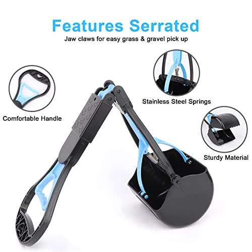 Non-Breakable Pooper Scooper for Large Medium Small Dogs with 24.3inch Long Handle High Strength Material Durable Spring, Easy Grass and Gravel Pick Up
