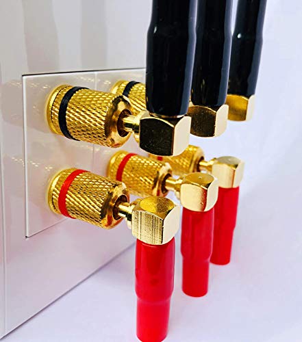 Goaycer 4mm Banana Plugs Right Angle 6 Pairs, 24k Gold 