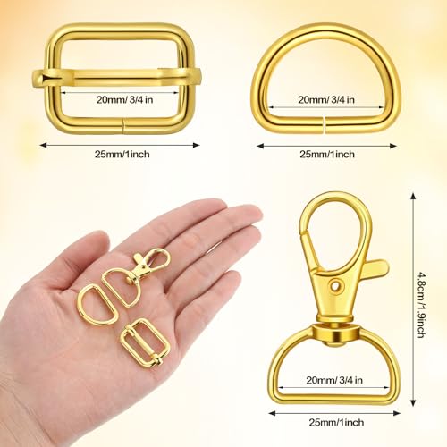 56 Pieces D Rings for Purse Bag Hardware Purse Hardware for Bag Making Buckles Craft (Mixed Color,25 mm)