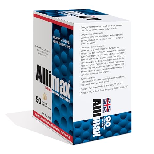 ALLIMAX 180mg 90 Capsules. Allicin Garlic Supplement to