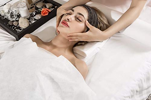 100 Count Disposable Facial Spa Headbands, Individual Wrapped (Black)