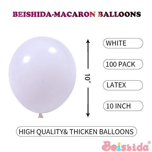 10 Inch Thicken Light White Balloons, large Macaron White Latex Helium Balloons for Birthday Wedding Reception Bridal Shower Party Decorations Supplies, 100 Pieces