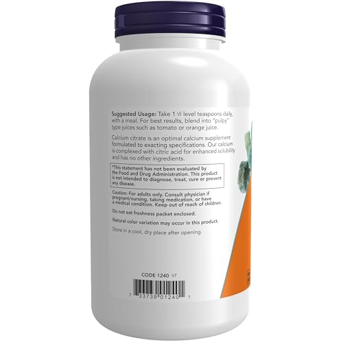 NOW Foods Supplements, Calcium Citrate Powder, Highly B