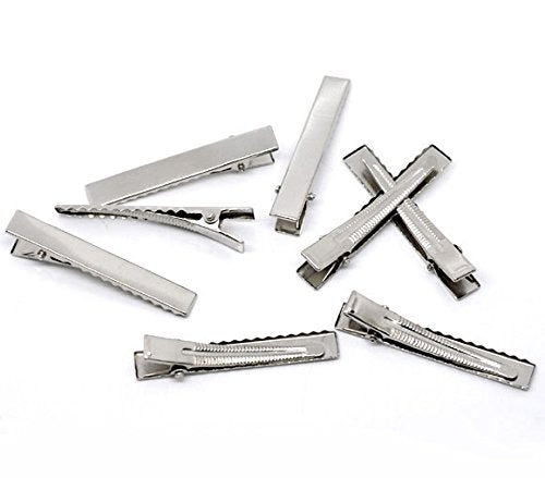 Brand 40PC Silver Tone Single Prong Alligator Hair Clips 57x9mm (2-1/8x3/8 Inch)