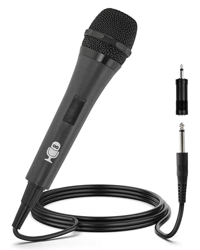 Wired Microphone for Karaoke, (Black) - Unidirectional Dynamic Vocal Microphone - Plug-in Microphone for Karaoke Machine, AMP, & Speaker - Mic for Singing, Public Speaking, & Parties