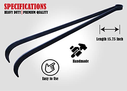 Charcoal Tongs, BBQ Charcoal Tongs, 15.75 Inch, Charcoal Tongs For Grill, Heavy Duty, Charcoal Cherry Picker Tool, Charcoal Grill Rake, Charcoal Grill Poker, Fire Tongs, Camping Fire Poker,Grill Tongs