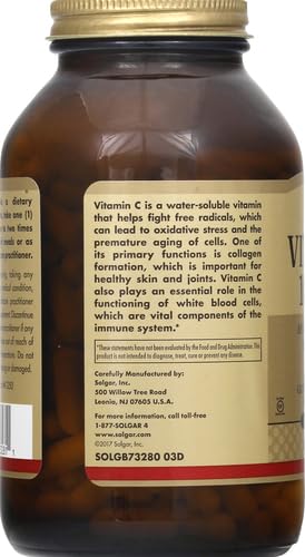 Solgar Vitamin C 1000 mg, 250 Vegetable Capsules - Antioxidant &amp; Immune Support - Overall Health - Healthy Skin &amp; Joints - Bioflavonoids Supplement - Non GMO, Vegan, Gluten No, Kosher - 250 Servings