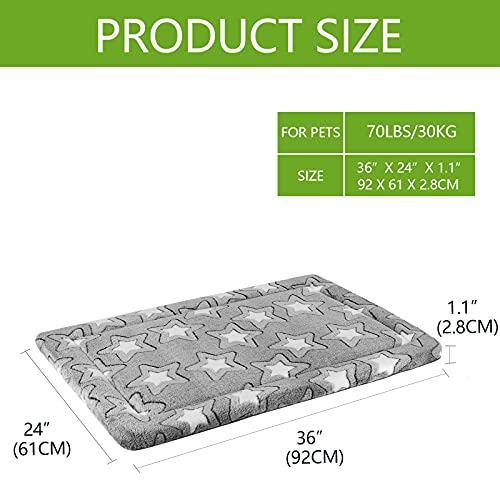 Reversible Dog Crate Mat (Cool & Warm), Machine Washable Kennel Pad for Large, Medium, Small Dogs, Grey