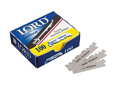 Stainless Steel Professional Barber Straight Edge Razor with 100 Count Derby Single Edge Razor Blades (Cream)