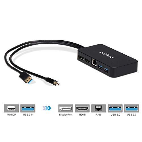 Mini DisplayPort (Thunderbolt 2) 1080p Video Dock/Docking Station - 1080p HDMI or DisplayPort (DP) - USB 3.0 and Gb Ethernet Adapter Hub for MacBook, Surface Pro 2/3/4/5 and Laptop (mDPDock)