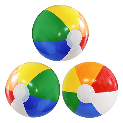 16&#39;&#39; Beach Balls for Kids - 3 Pack Beach Ball Bulk Inflatable Pool Beach Balls Bulk Hawaiian Tropical Theme Party Decorations Favors Supplies