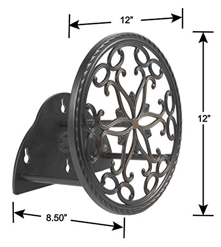 671 Wall Mount Decorative Garden Hose Butler, Holds 125-Feet of 5/8-Inch Hose - Patina