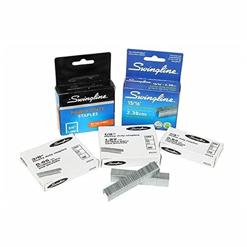 Swingline Staples, Heavy Duty, 1/2 Length, 90 Sheet Capacity, 100/Strip, 1000/Box, 1 Pack (35312)