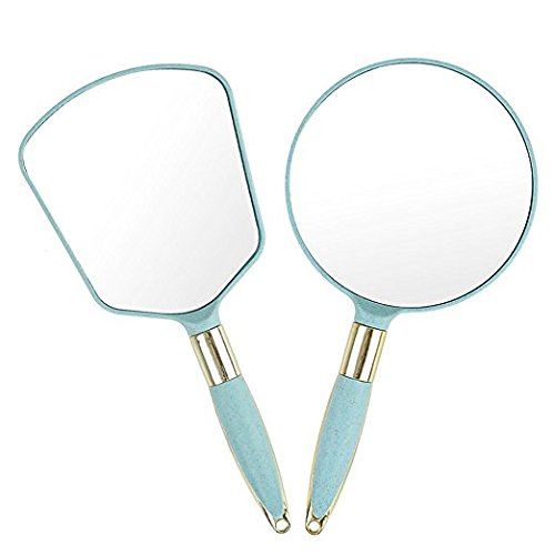 Pale Green, Square: Xpxkj Handheld Mirror Handle Vanity Makeup Home Salon Travel Use (Pale Green, Square)