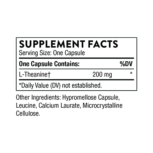 Theanine - 200mg of L-Theanine - Support a Healthy Stress Response, Relaxation, and Focus - Increases Brain Alpha-Wave Production* - 90 Capsules