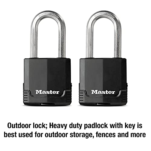 M515XTLH Magnum Heavy Duty Padlock with Key, 2 Pack Keyed-Alike, Black