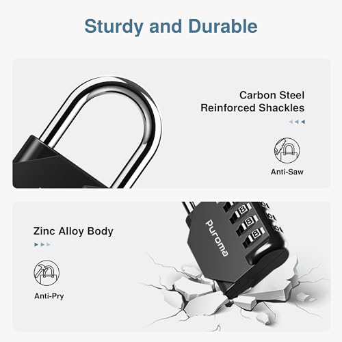 2 Pack Combination Lock 4 Digit Locker Lock Outdoor Waterproof Padlock for School Gym Locker, Sports Locker, Fence, Toolbox, Gate, Case, Hasp Storage (Black)