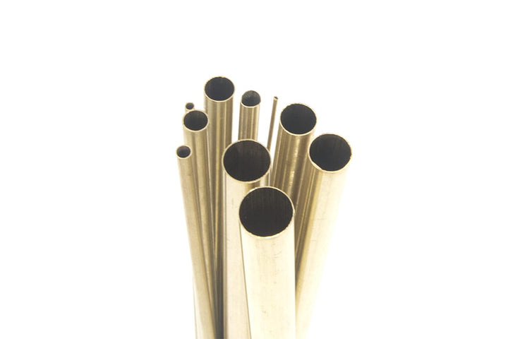 Round Brass Telescopic Tube, 1mm 2mm 3mm 4mm 5mm 6mm 7mm 8mm 9mm 10mm OD x 0.2mm Wall Thickness 300mm Length Seamless Straight Pipe Tubing, Pack of 10 Pcs