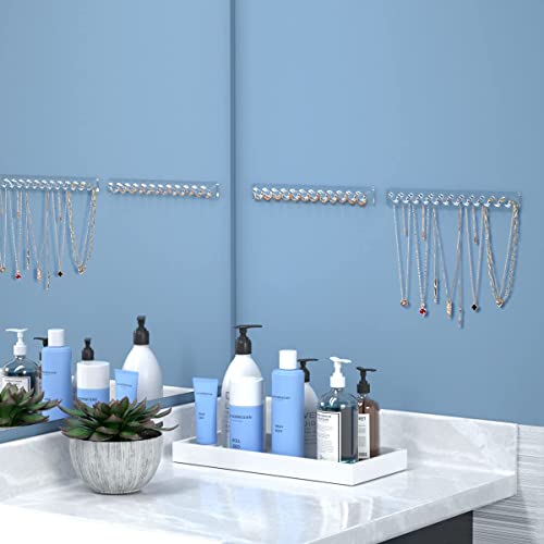 Necklace Holder, Acrylic Necklace Organizer Wall Mounted with 12 Hooks, for Hanging Necklace, Jewelry, Bangles, Bracelets and Rings, Best Gifts for Girls and Women(2 PACK)