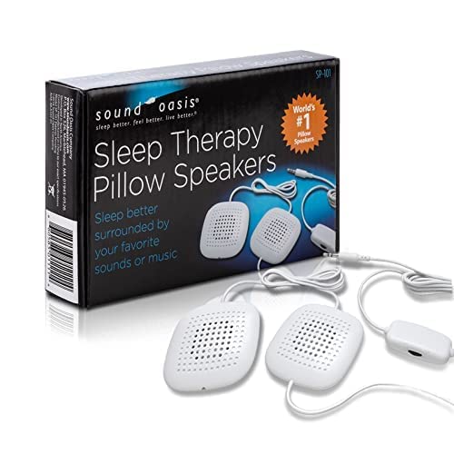 Pillow Speakers, 2 UltraThin Stereo Speakers, Volume Control, Surround Sound for Music, Sleep, Tinnitus Masking, Connect to External Sound Source with 1/8 3.5mm Headphone Jack Plug, White