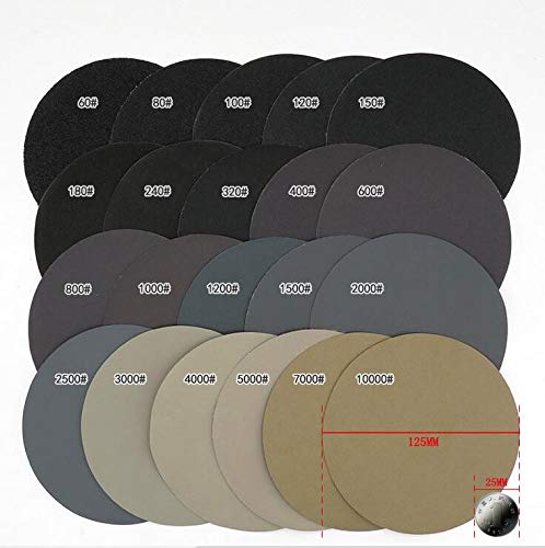 30pcs 150mm /6 Inch Grit 320/400/600/800/1000/1500 Water Dry Sanding Discs Hook Loop Sandpaper Round Sandpaper Disk Sand Sheet