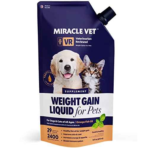 High-Calorie Weight Gainer for Dogs & Cats - Multivitamin Nutritional Supplement Gel, Omega Fish Oil, Calcium - Puppy, Senior, Prenatal Cat & Dog Vitamins, Supplements for Weight Gain