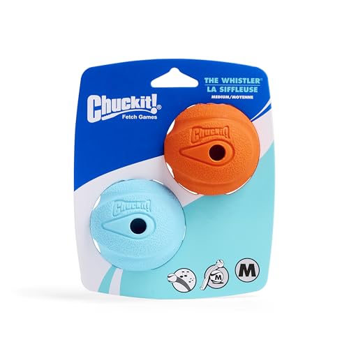 Whistler Ball Dog Toy, Pack of 2, Multicolor, Medium (2.5 Inch Diameter) for Dogs 20-60 lbs