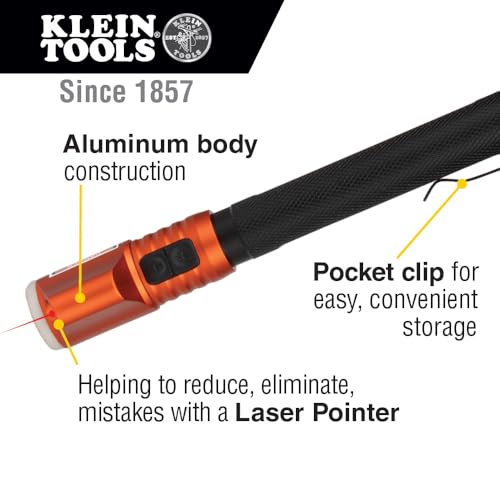 56026R Flashlight and Inspection Penlight with Class 3R Red Laser Pointer, Glow-in-Dark, LED, Great for Jobsite, Outdoor, Emergency