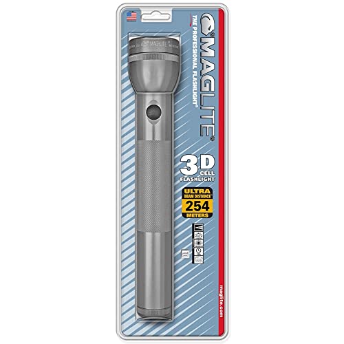 Maglite Heavy-Duty Incandescent 3-Cell D Flashlight, Gray