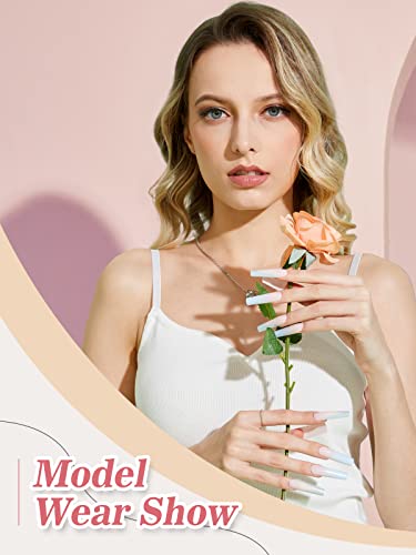 504Pcs XXL No C Curve Nail Tips for Acrylic Nails Professional Set, Straight Square Clear Nail Tips Half Cover Long Fake Nails, Ballerina Shaped French Nails for Nail Salon and DIY Nail Art