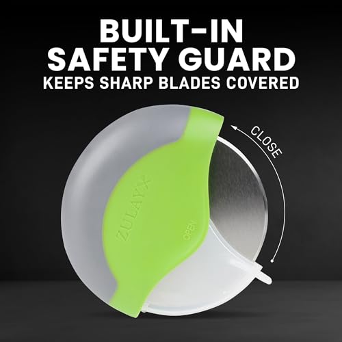 Zulay Handheld Pizza Cutter Wheel - Razor Sharp Stainless Steel Pizza Wheel Cutter With Protective Blade Guard - Round Pizza Cutter With Cover &amp; Slip Resistant Handle Slices Pizza With Ease