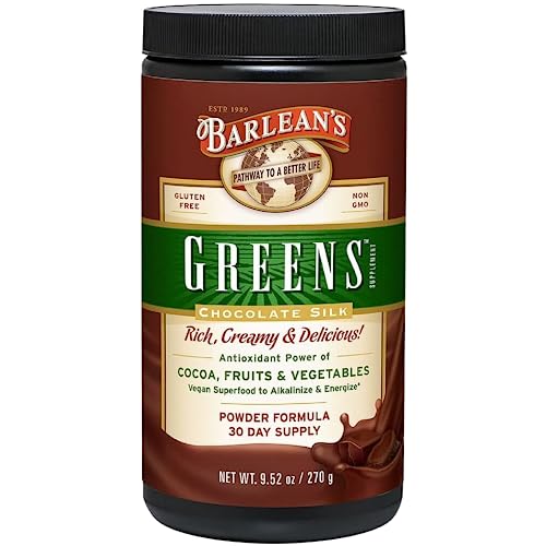 Chocolate Greens Powder, Daily Fruits and Veggies Superfood Supplement, Green Antioxidant Blend and Fiber Super Power Smoothie Mix, 9.52 oz