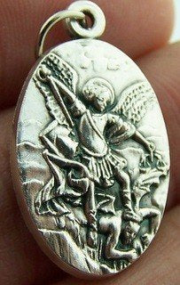 Archangel Saint St Michael 1 Silver Tone Medal Pendant