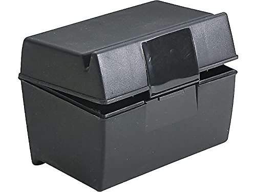 01351 Plastic Index Card Flip Top File Box Holds 300 3 x 5 Cards, Matte Black (1 EA)