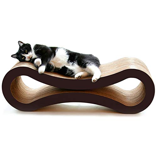 Ultimate Cat Scratch Lounge, Cat Scratchers for Indoor Cats, Reversible & Durable, Made from Recycled Corrugated Cardboard, Walnut Brown