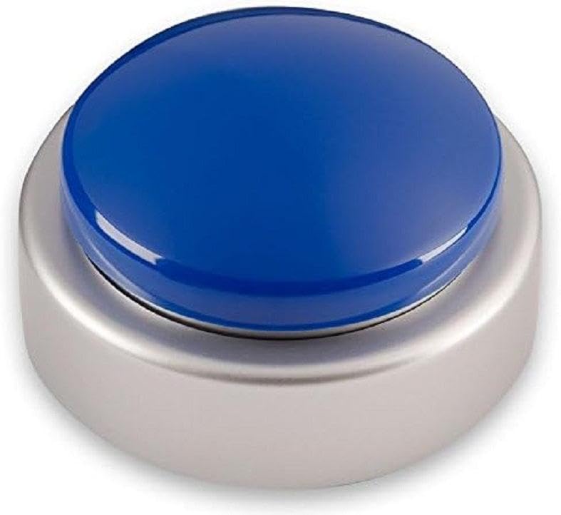 Talking Button Alarm Clock for The Blind, Jumbo Talking Button Clock for Low Vision, Visual Impairment, Gift Clock for Mother,Father,Seniors,Elderly,Blind People (Jumbo Silver&amp;Blue)