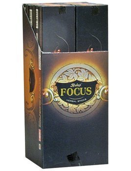 Focus Herbal Incense Sticks - Balaji Agarbathi - Box of Twelve 15 Stick Packages