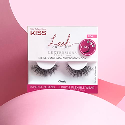 Lash Couture LuXtensions Collection False Eyelashes, Flat Lash Technology, Super Slim Lash Band, Real Lash Extension Fibers, Reusable, Contact Lens Friendly Strip Lashes, Style Classic, 1 Pair